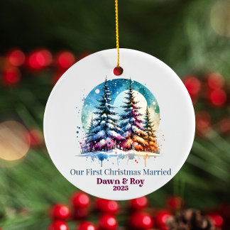 Décoration En Céramique Premier Noël mariés sur mesure, cadeau personnalis