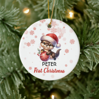 Décoration En Céramique Premier Noël mignon Otter Ornament bébé