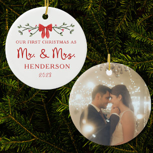Décoration En Céramique Premier Noël Mr & Mrs Custom Photo Newlysée