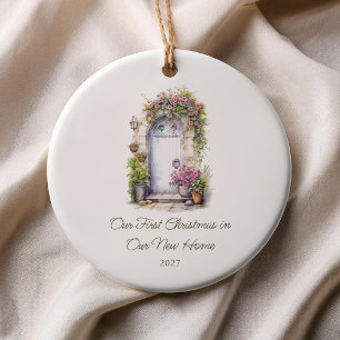 Décoration En Céramique Premier Noël Nouvelle Maison Porte Aquarelle