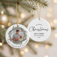 Premier Noël Papa Bébé Photo Couronne de Noël