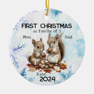Décoration En Céramique Premier Noël personnalisé en famille de 3