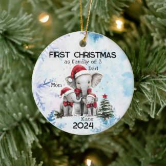 Décoration En Céramique Premier Noël personnalisé en famille de 3