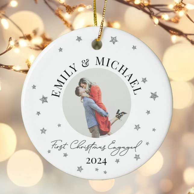 Décoration En Céramique Premier Noël personnalisé engagé photo minime (Créateur téléchargé)