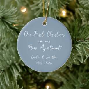 Décoration En Céramique Premier Noël personnalisé Nouvel Appartement Bleu