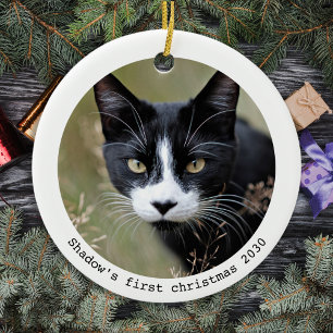 Décoration En Céramique Premier Noël Personnalisé Photo de Chat Chaton