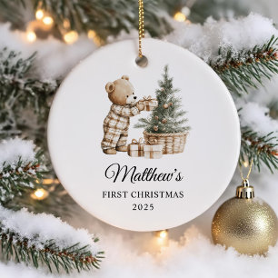 Décoration En Céramique Premier Noël personnalisé pour bébé ours