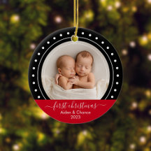 Premier Noël points noirs et rouges