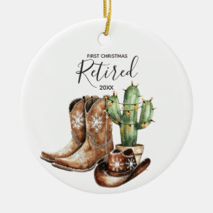 Décoration En Céramique Premier Noël Retraité Cactus Cowboy Cadeau