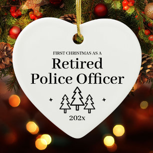 Décoration En Céramique Premier Noël Retraité Officier de police Retraité 