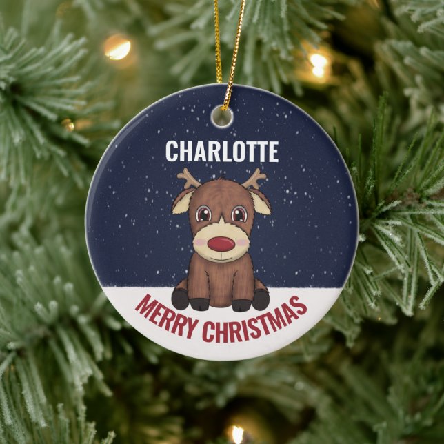 Décoration En Céramique Premier renne de Noël et photo de bébé (Arbre)