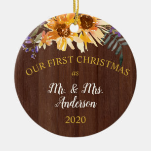 Décoration En Céramique Premier tournesol rustique de Noël en bois