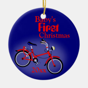 Décoration En Céramique Premier vélo de Noël pour bébé garçon