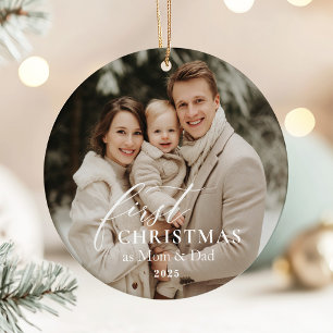 Décoration En Céramique Première année en tant que maman et papa Noël Phot