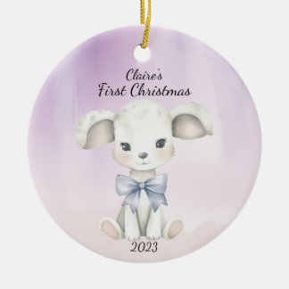 Décoration En Céramique Première chèvre de Noël du bébé personnalisée