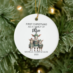 Décoration En Céramique Première chèvre de Noël Famille de trois