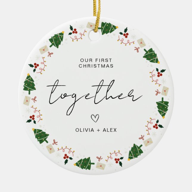 Décoration En Céramique Première conservation de Noël Noël Couple cadeau d (Devant)