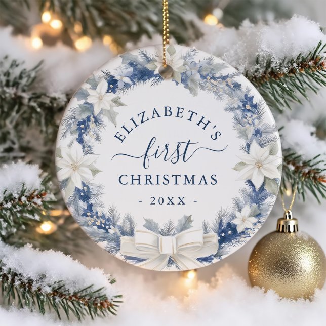 Décoration En Céramique Première Couronne Rustique Bleue de Noël (Créateur téléchargé)