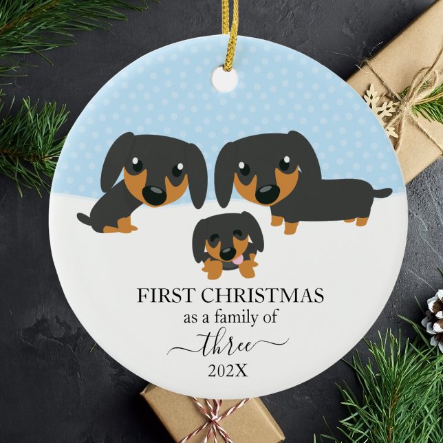 Décoration En Céramique Première Famille De Noël De 3 Dachshund Noël (First Christmas Family Of 3 Dachshund Christmas Ceramic Ornament
)