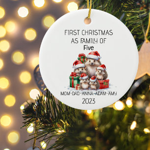 Décoration En Céramique Première famille de Noël de cinq hérisses