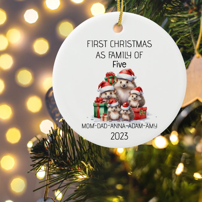 Décoration En Céramique Première famille de Noël de cinq hérisses (Créateur téléchargé)