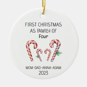 Décoration En Céramique Première famille de Noël de quatre Sucres de canne