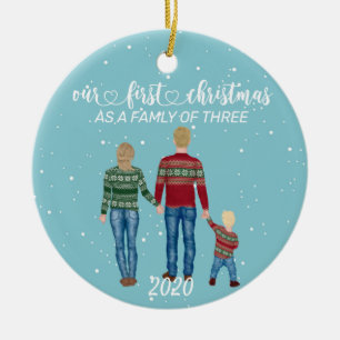 Décoration En Céramique Première famille de Noël de trois coiffeuses blond