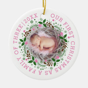 Décoration En Céramique Première famille de Noël de trois couronnes photo