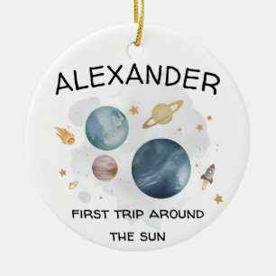 Décoration En Céramique Première fête d'anniversaire de l'astronaute spati