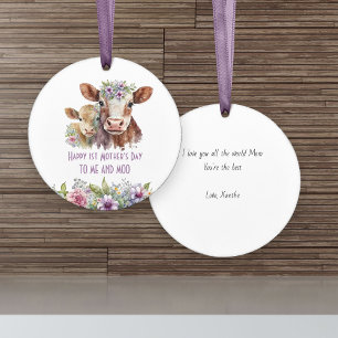 Décoration En Céramique Première fête des Mères Moi et Moo Maman et bébé v