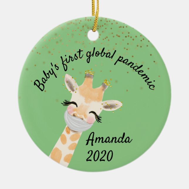 Décoration En Céramique Première girafe pandémique mondiale 2020 pour bébé (Devant)