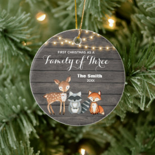 Décoration En Céramique  Première Noël d'animal de forêt en famille de 