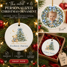 Première Noël de bébé garçon personnalisée Photo