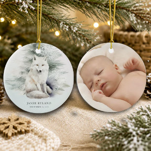 Décoration En Céramique Première Noël en forêt avec photo de bébé