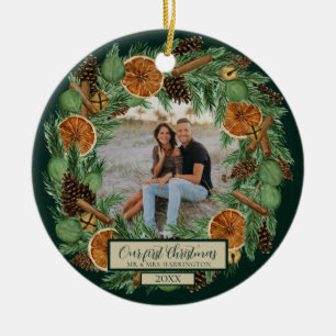 Décoration En Céramique Première Noël Une photo Russe Pine Wreath