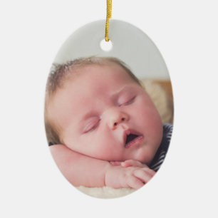 Décoration En Céramique Première photo de bébé Noël Bleu Noël