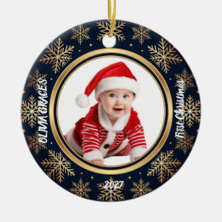 Décoration En Céramique Première photo de bébé Noël Cerf Détails de naissa