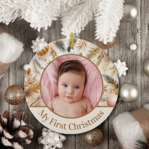 Décoration En Céramique Première photo de bébé personnalisée de Noël pour 