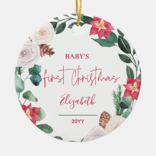 Décoration En Céramique Première photo de Noël de la couronne de fleurs de