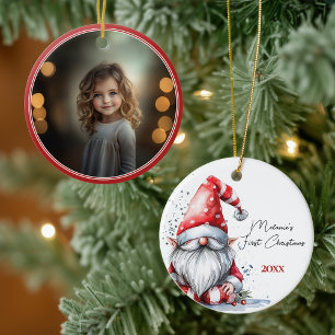 Décoration En Céramique Première photo de Noël de père Noël Gnome Baby