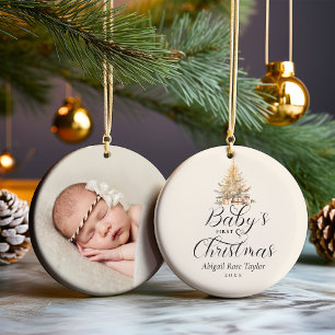 Décoration En Céramique Première photo de Noël du bébé