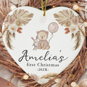 Décoration En Céramique Première photo de Noël du bébé Année Boho mignonne