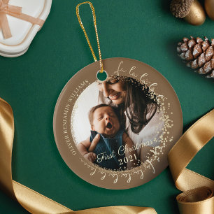 Décoration En Céramique Première photo de Noël du bébé La La Custom Photo 