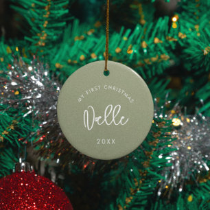 Décoration En Céramique Première photo de Noël du bébé Sage moderne
