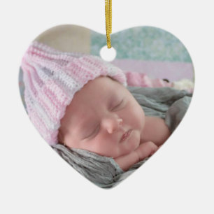 Décoration En Céramique Première photo de nouveau-né de Noël du bébé