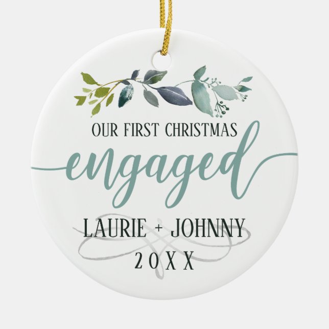 Décoration En Céramique Première photo des Feuilles de l'aquarelle de Noël (Devant)