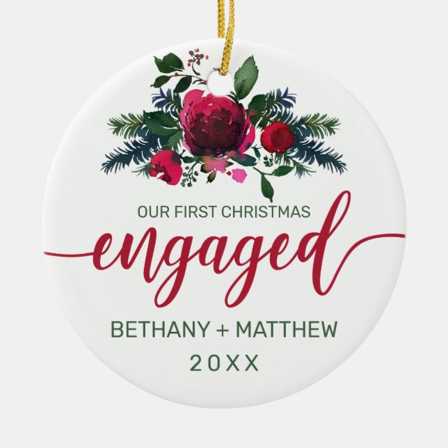 Décoration En Céramique Première photo du Rose d'aquarelle de Noël engagé (Devant)