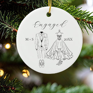 Décoration En Céramique Premières fêtes de Noël en étant fiancés Photo Rob