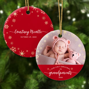 Décoration En Céramique Premiers Noël de bébé avec grands-parents Photo Fl