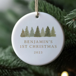 Décoration En Céramique Premiers Noël Pins de Bois Arbres Bébé Statistique